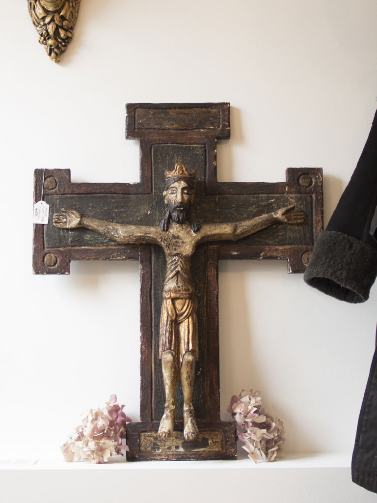 Orthodoxes Kreuz um 1750 und 1880 - bemalt und teilweise mit Blattgold überzogen